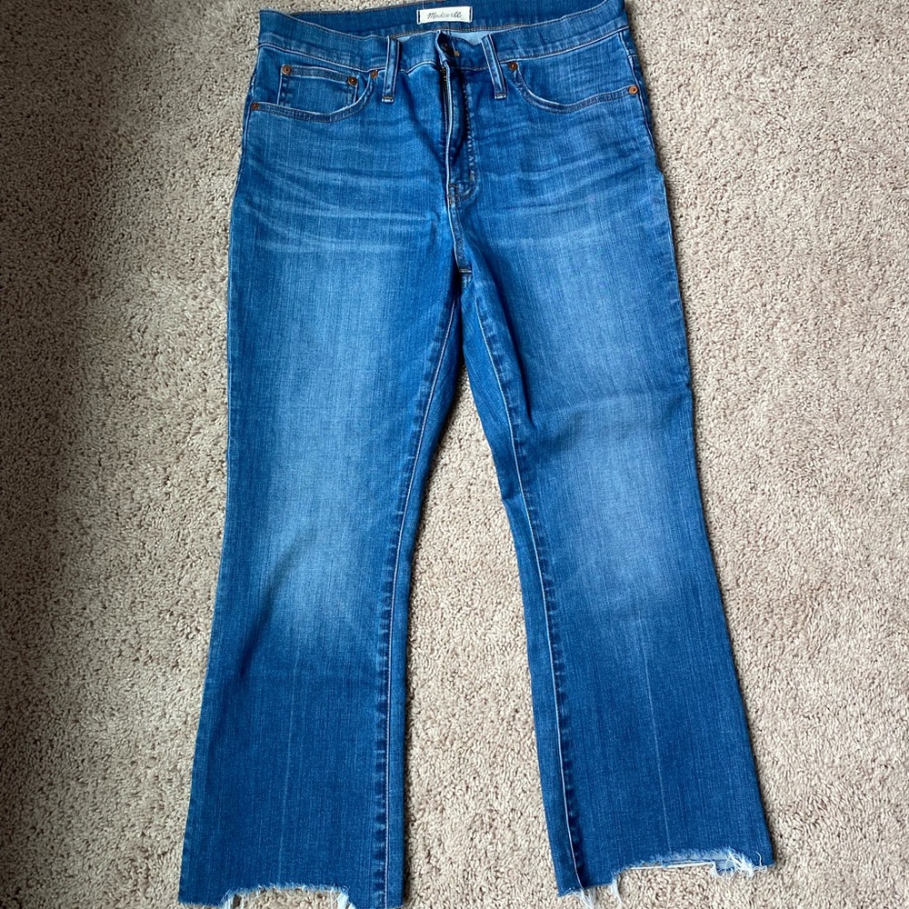 Madewell Cali Demi Boot jeans, Destructed Hem Edition, size 30